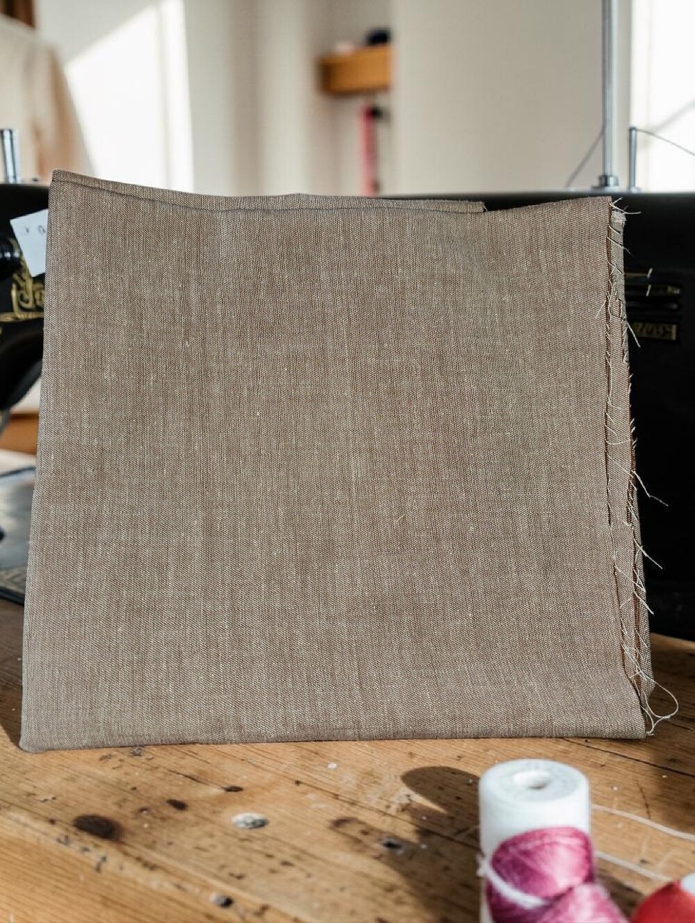 Light Brown Cotton Chambray Fabric 1 1/4 Yards By 44 Inches